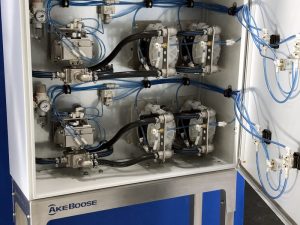 Compact and clean pump set up of AkeBoose ink handling systems